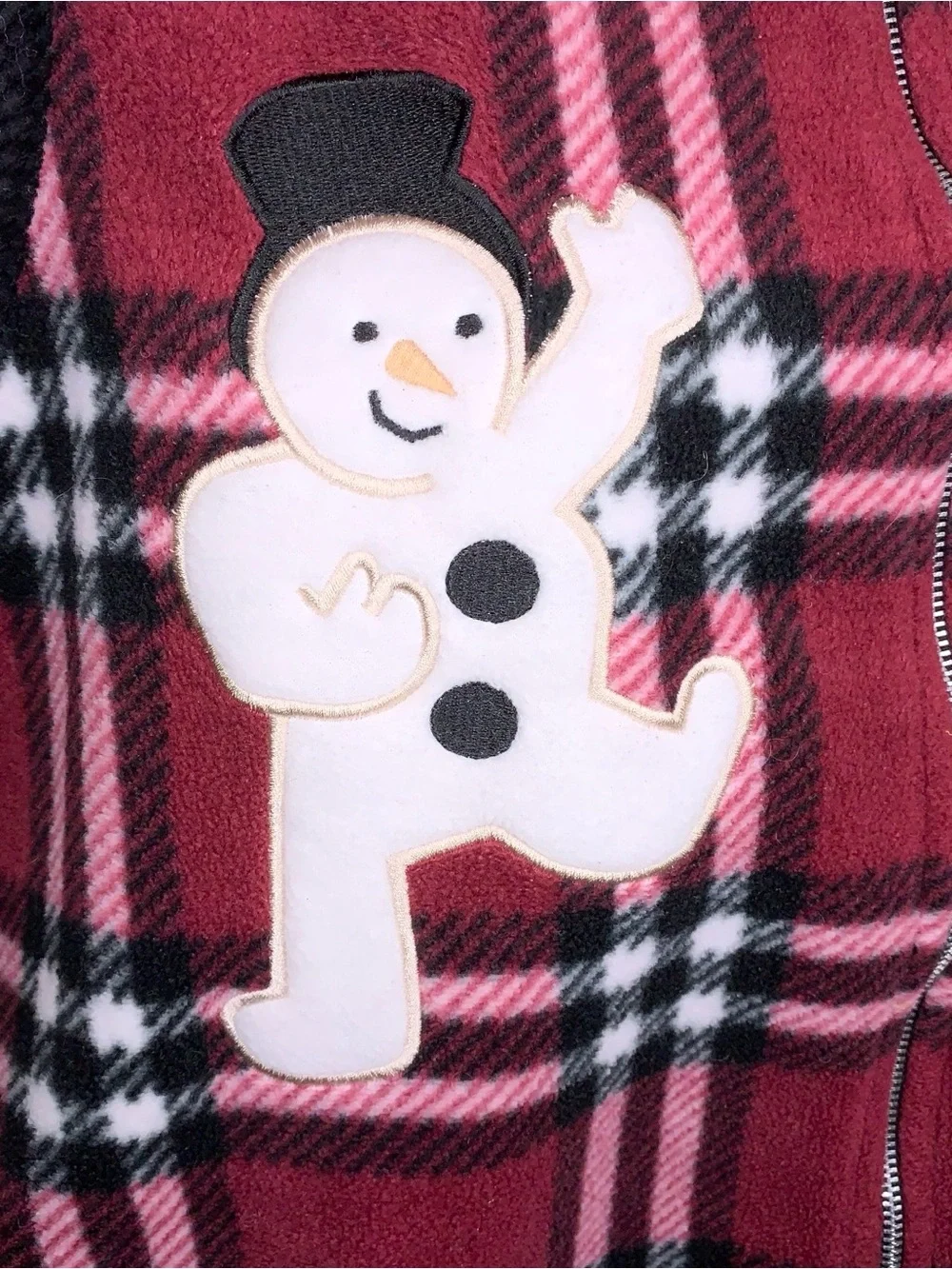 Medium Christopher And Banks Christmas Holiday Fleece Vest Plaid Snowman Plaid